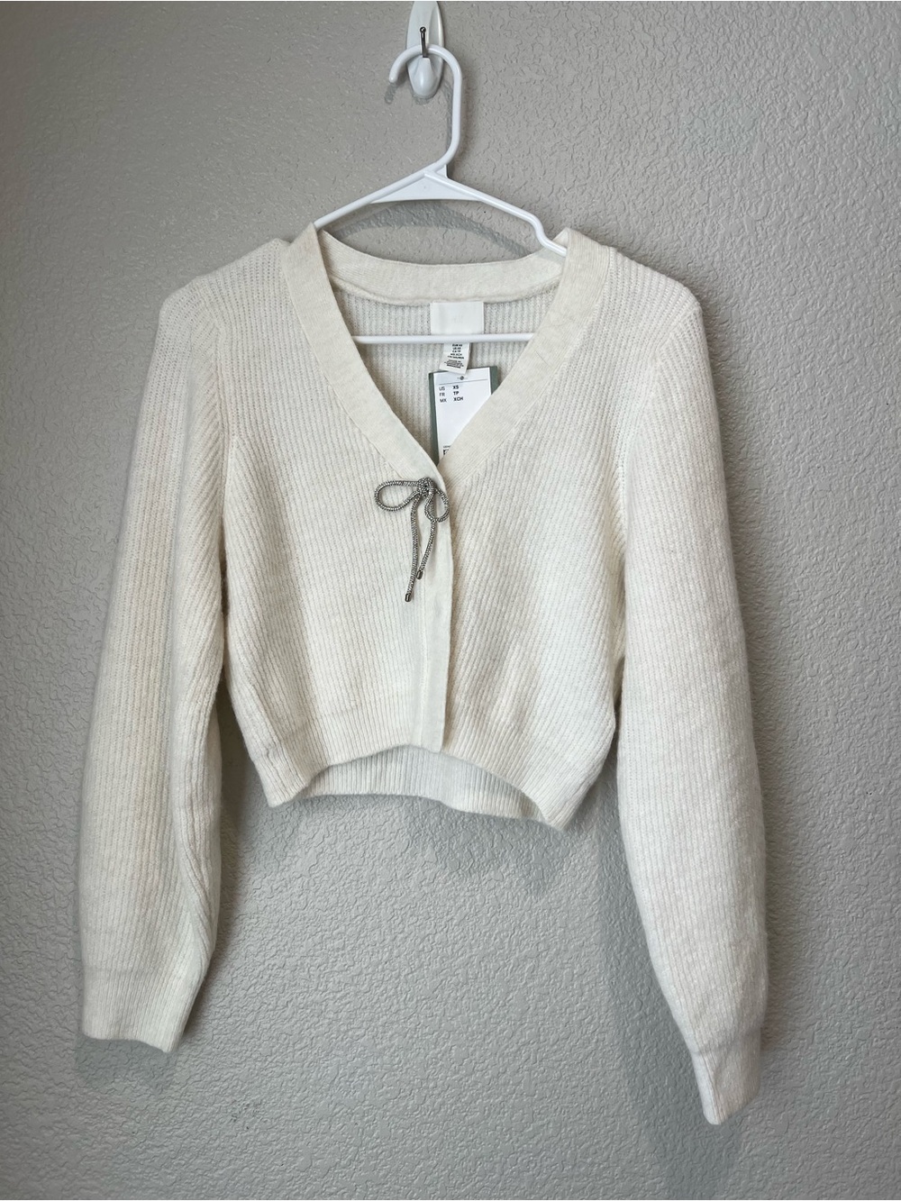 NWT H&M Bow Cream Cardigan, XS